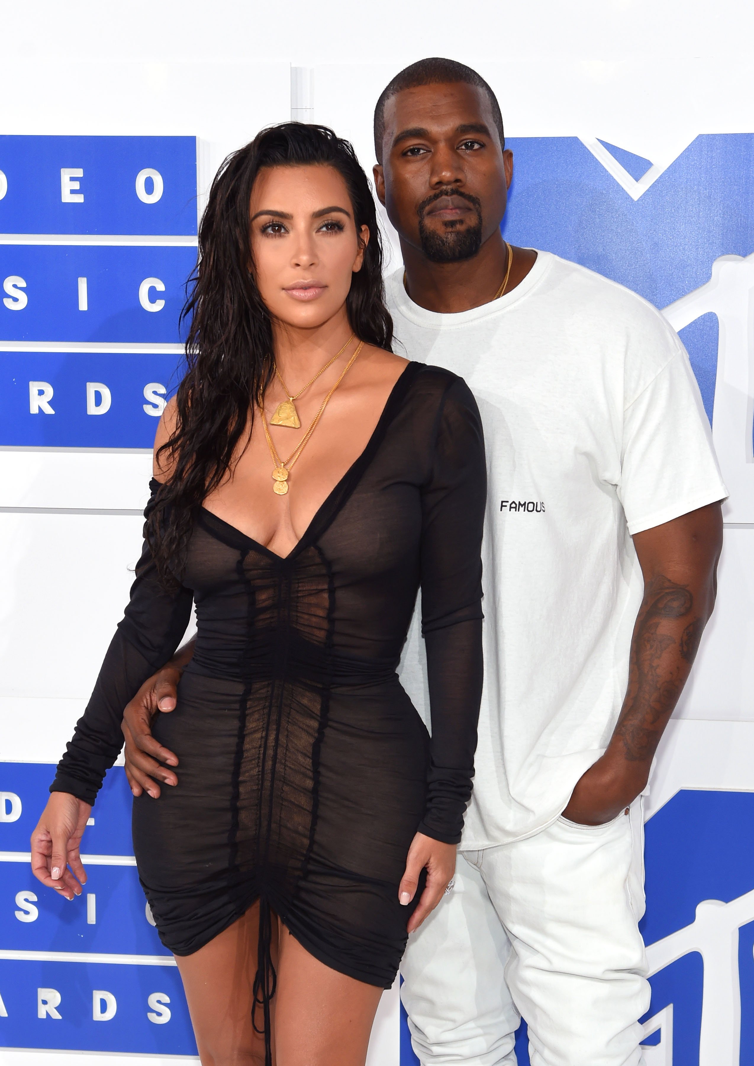 Kanye West and Kim Kardashian West attend the 2016 MTV Video Music Awards at Madison Square Garden on August 28, 2016 in New York City