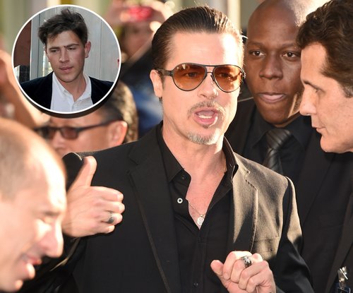Brad Pitt at the ‘Maleficent’ Hollywood premiere on May 28, 2014 (Inset: Vitalii Sediuk arrested after assaulting Pitt)