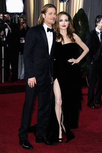 Brad Pitt and Angelina Jolie arrive at the 84th Annual Academy Awards held at the Hollywood & Highland Center on February 26, 2012 in Hollywood