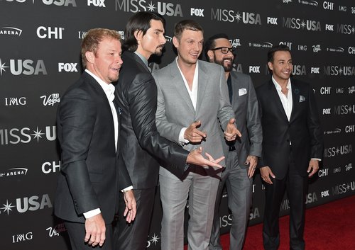 Brian Littrell, Kevin Richardson, Nick Carter, A.J. McLean and Howie Dorough of the Backstreet Boys attend the 2016 Miss USA pageant at T-Mobile Arena on June 5, 2016 in Las Vegas