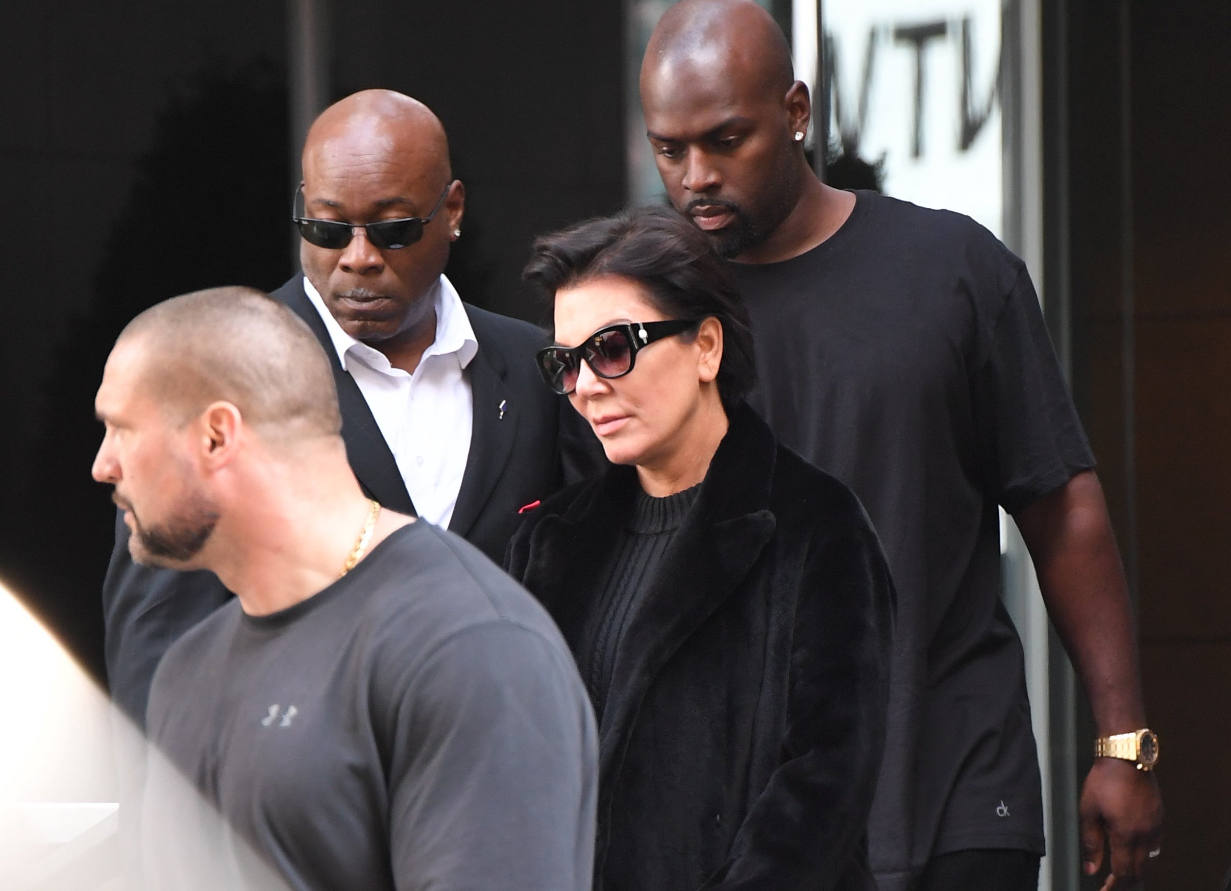 Kris Jenner and Corey Gamble leave Kim Kardashian and Kanye West's apartment on October 3, 2016 