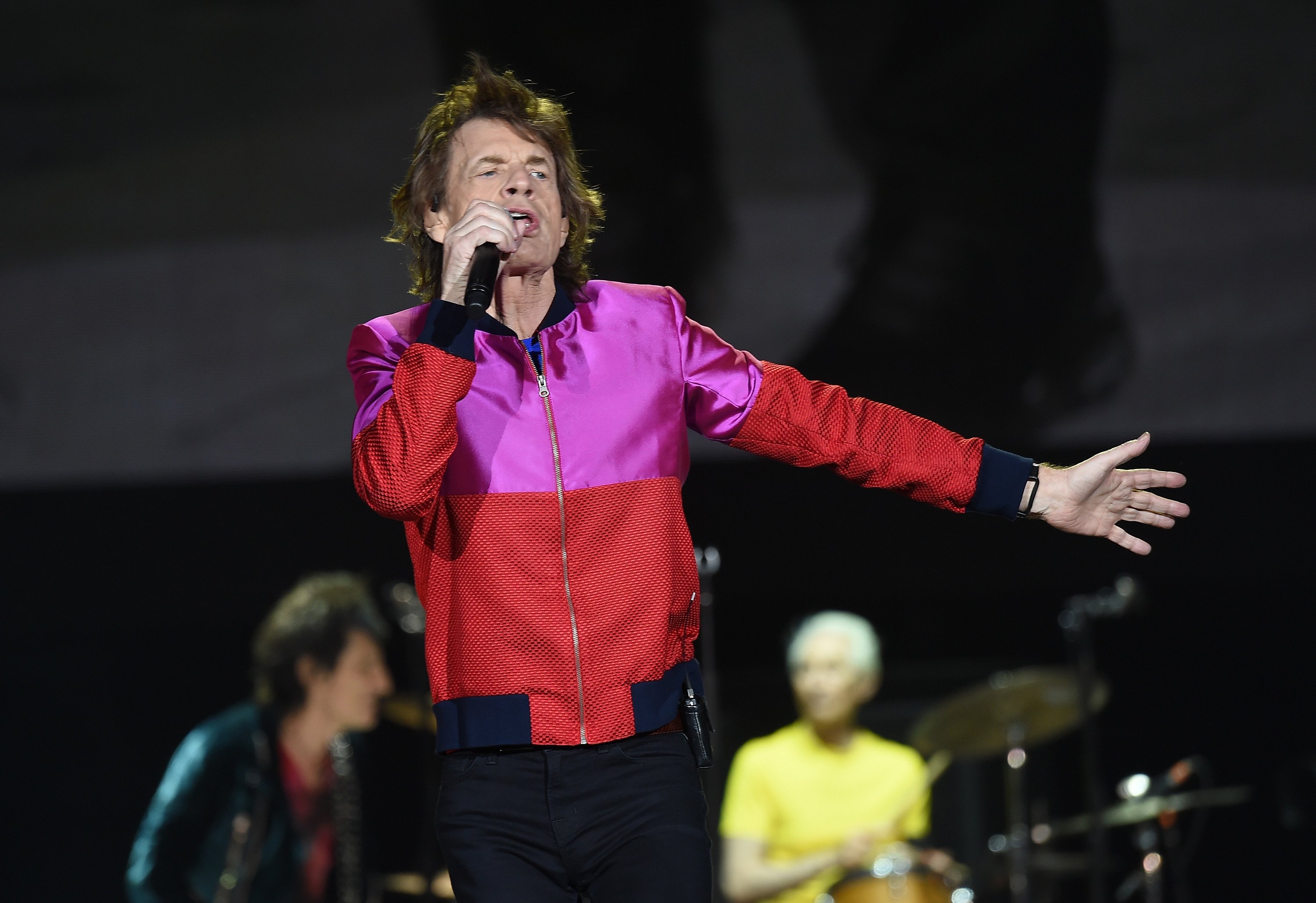 Mick Jagger of The Rolling Stones performs onstage during Desert Trip at the Empire Polo Field on October 14, 2016 in Indio, Calif.