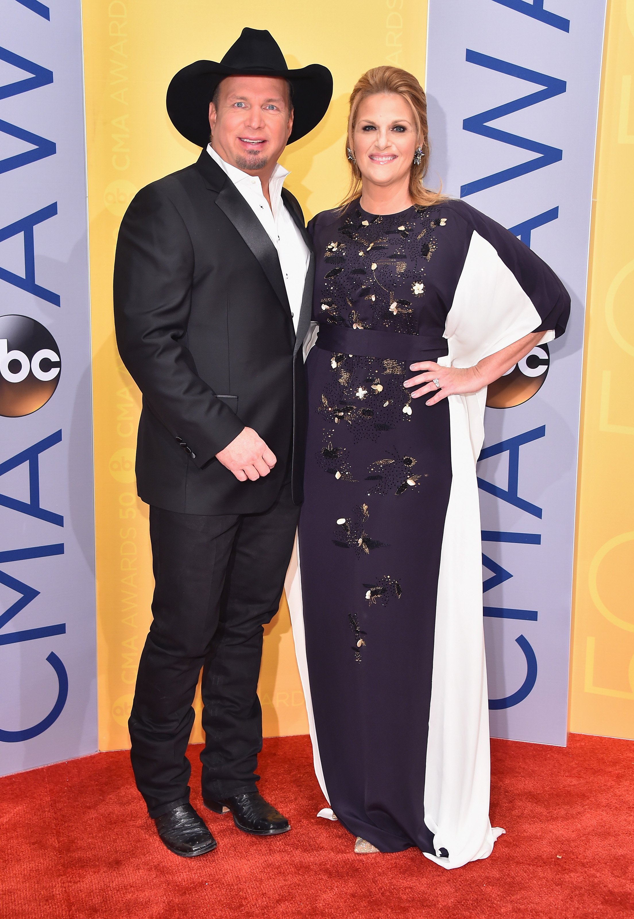 Garth Brooks and Trisha Yearwood attend the 50th annual CMA Awards at the Bridgestone Arena on November 2, 2016 in Nashville
