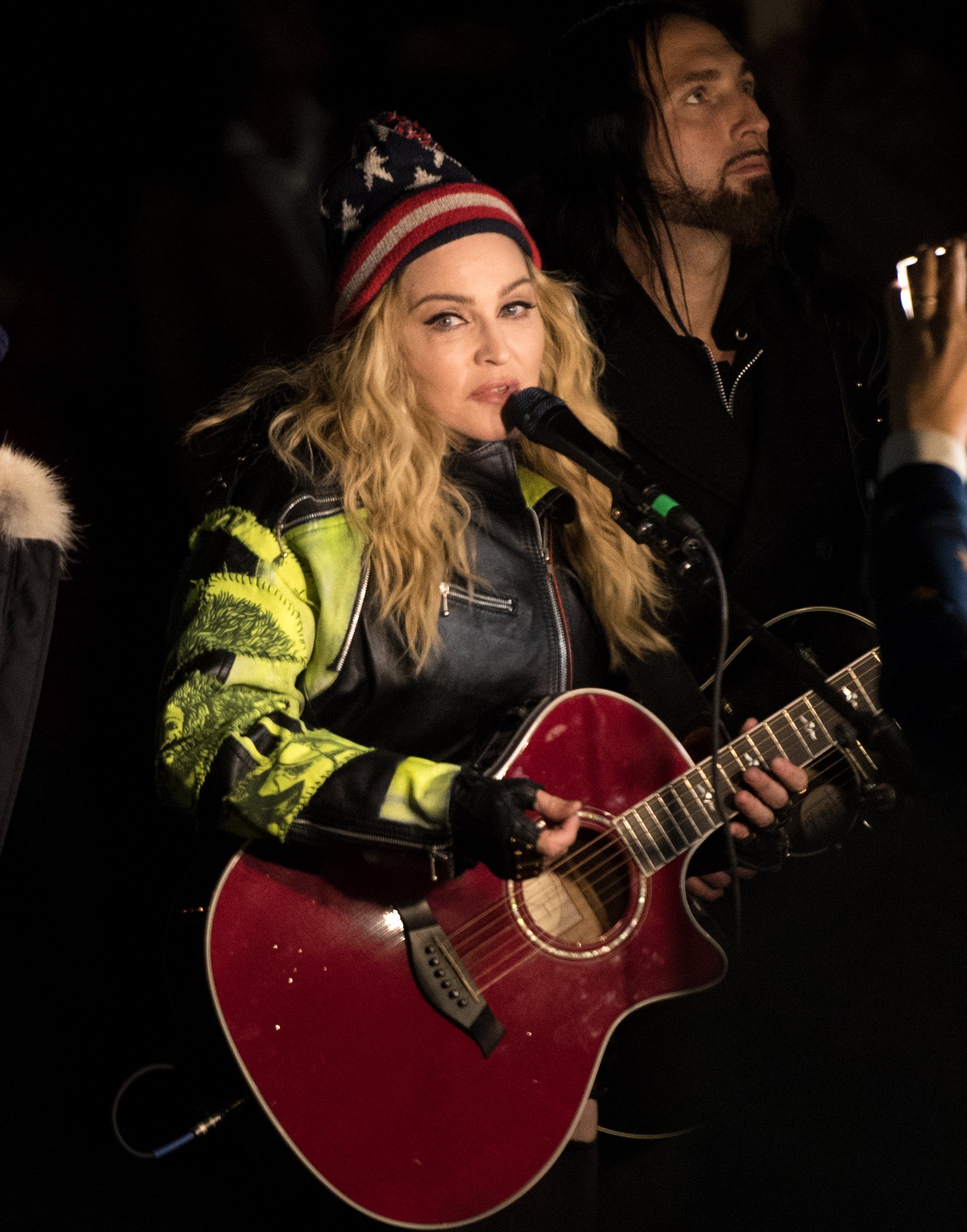 Madonna holds a rally in NYC to support Hillary Clinton at Washington Square Park on November 7, 2016 in New York City