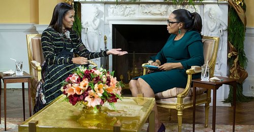 Michelle Obama and Oprah Winfrey in a one-on-one interview that aired on OWN Dec. 19, 2016