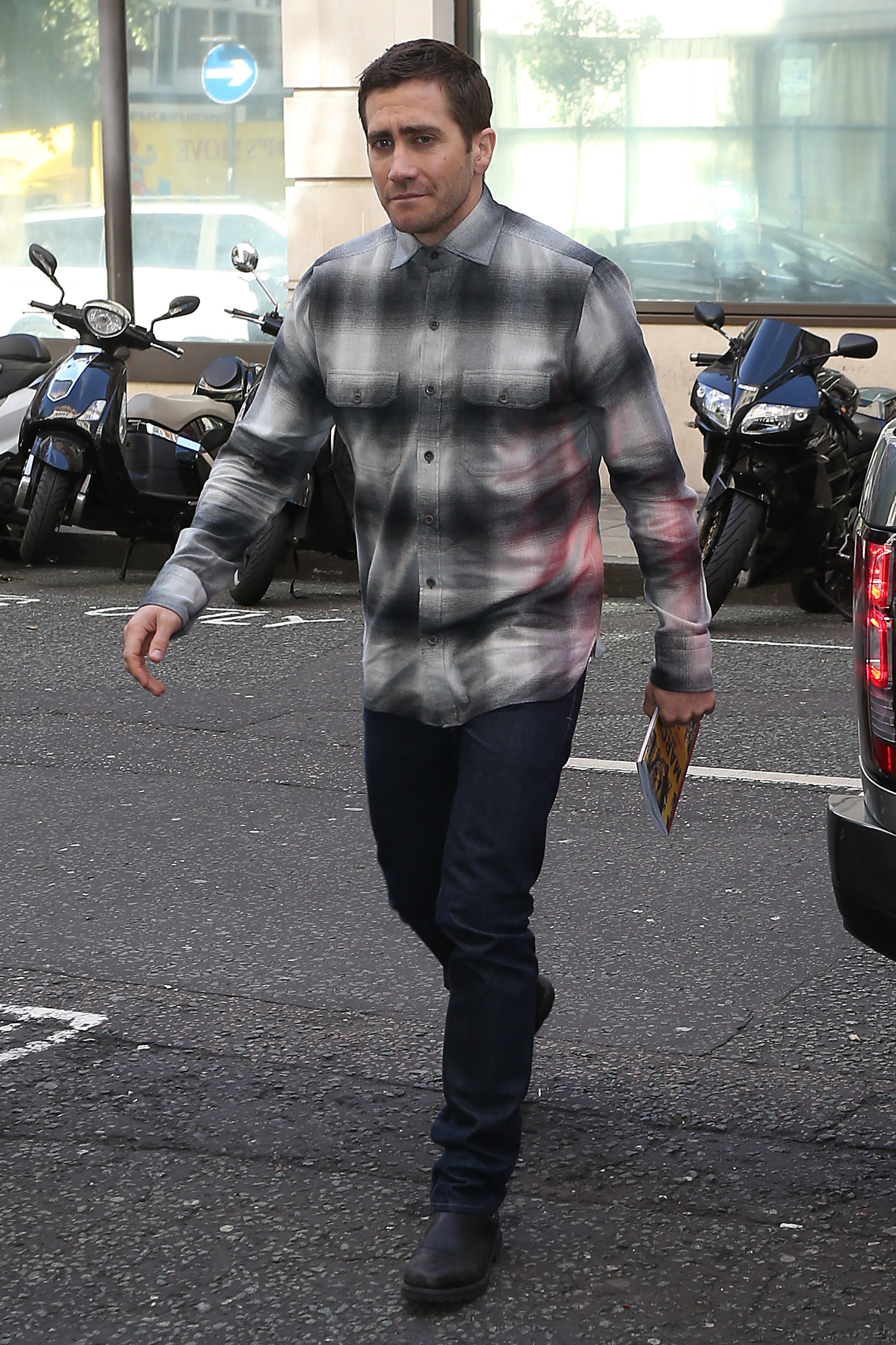 Jake Gyllenhaal seen at BBC Radio 2 on October 3, 2016 in London