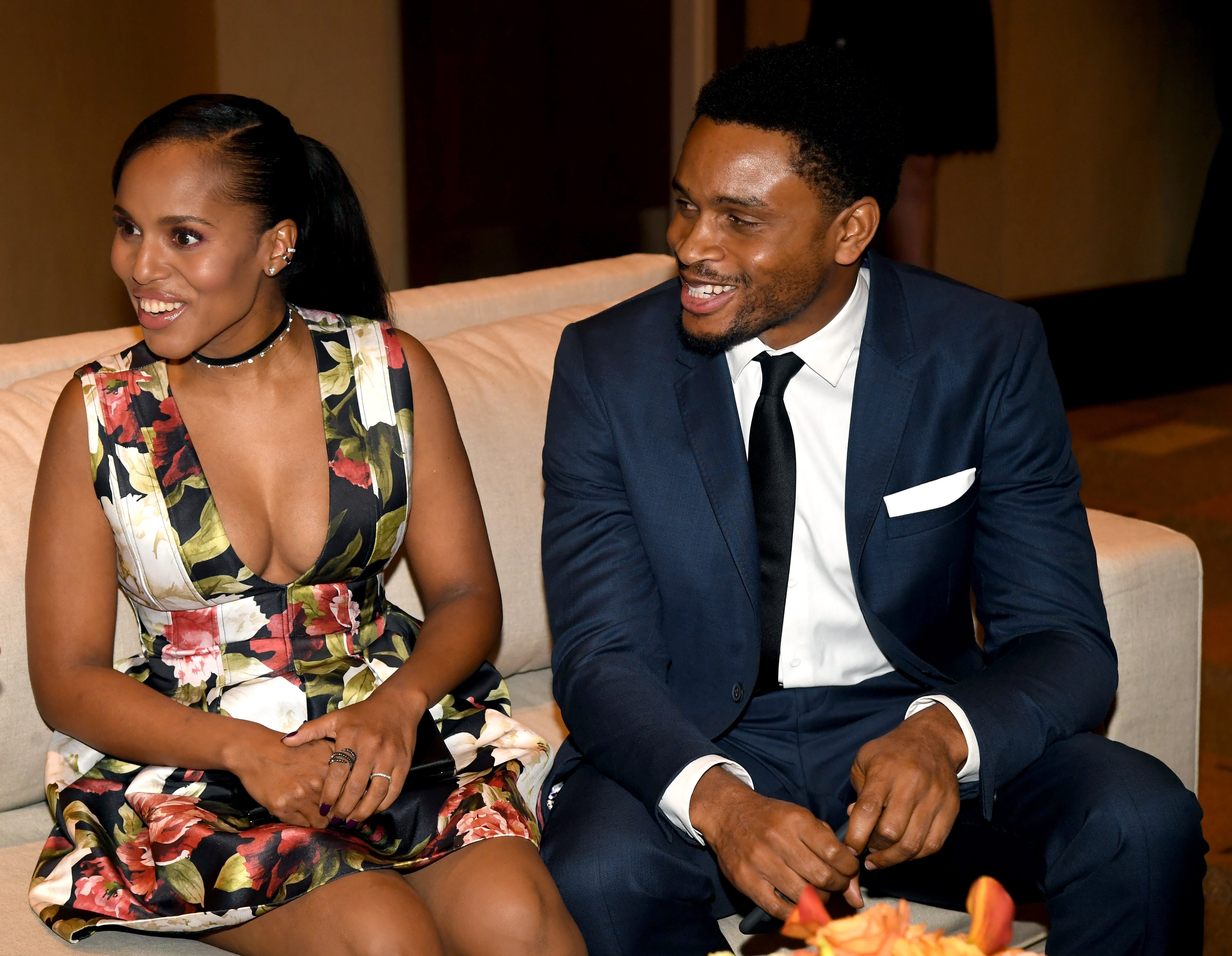 Kerry Washington and husband Nnamdi Asomugha attend the Ambassadors for Humanity Gala Benefiting USC Shoah Foundation at The Ray Dolby Ballroom at Hollywood & Highland Center on December 8, 2016 in Hollywood