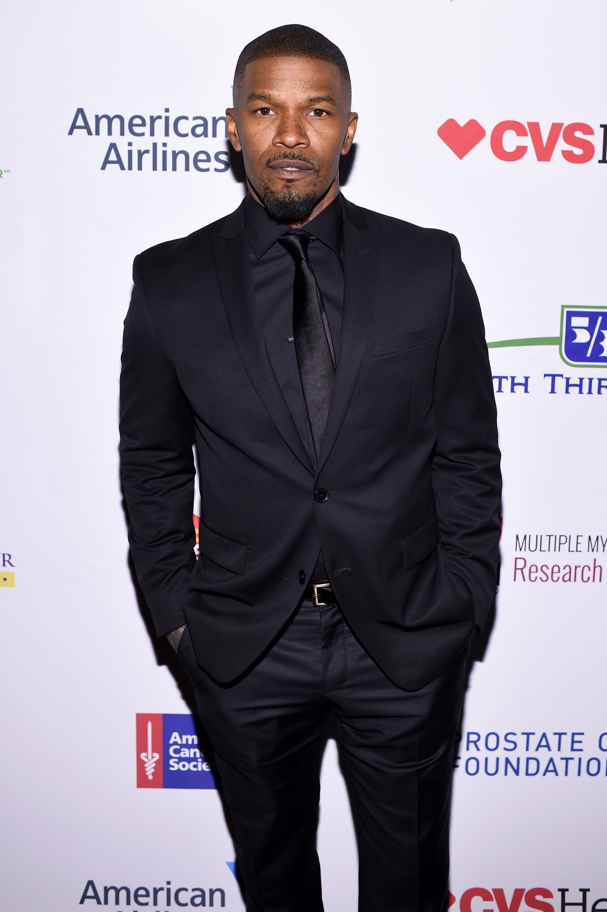 Jamie Foxx attends Stand Up To Cancer's New York Standing Room Only, presented by Entertainment Industry Foundation, with donors American Airlines and Merck, chaired by Jim Toth, Reese Witherspoon & MasterCard President/CEO Ajay Banga and his wife Ritu, h