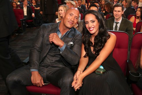 Dwayne Johnson and daughter Simone Alexandra Johnson attend the People's Choice Awards at Microsoft Theater on January 18, 2017 in Los Angeles