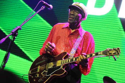 Chuck Berry performs at the Izvestia Hall on October 20, 2013 in Moscow, Russia