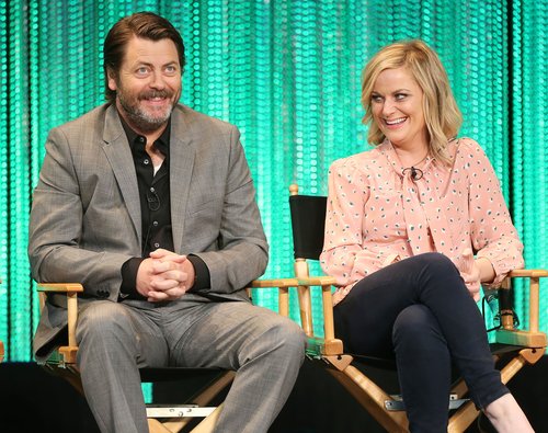 Nick Offerman and Amy Poehler speak during The Paley Center for Media's PaleyFest 2014 honoring 'Parks and Recreation' at the Dolby Theatre on March 18, 2014 in Hollywood