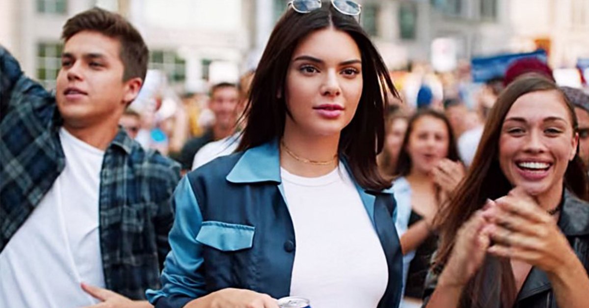 Kendall Jenner appears in a Pepsi ad in April 2017