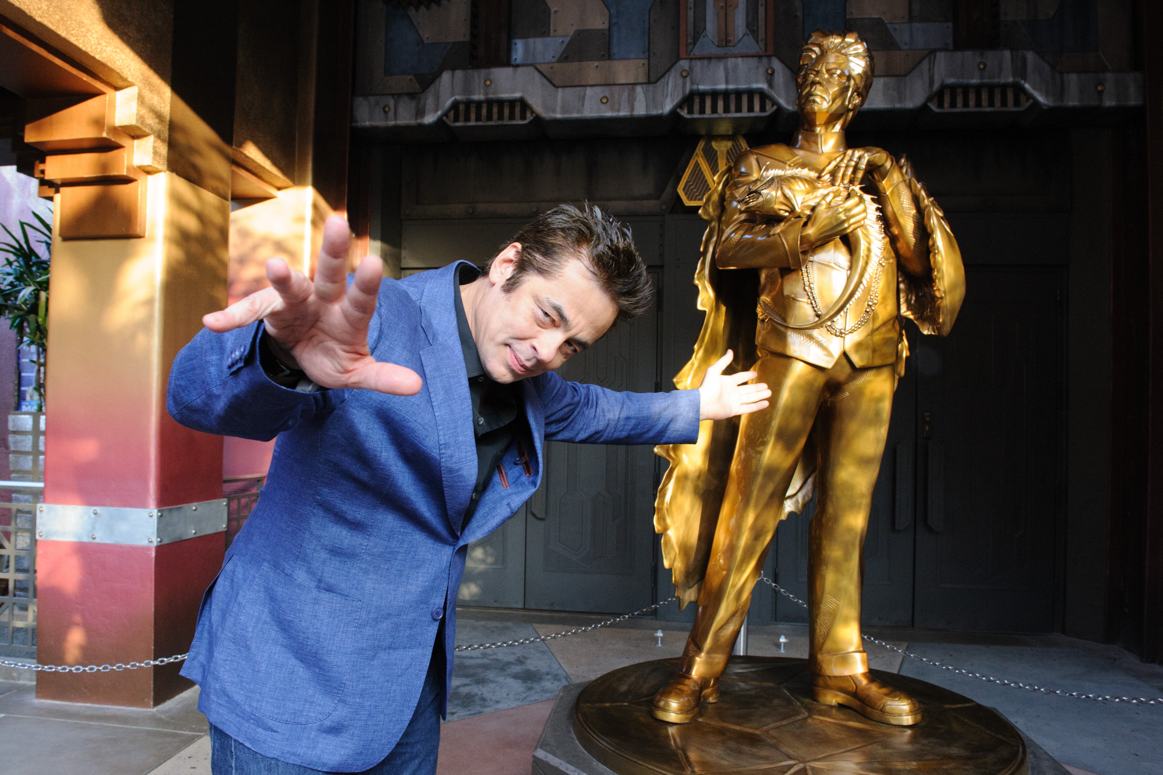 Benicio del Toro at the grand opening of the new Guardians of the Galaxy - Mission: BREAKOUT! attraction May 25, 2017 at Disney California Adventure park, in Anaheim, Calif.