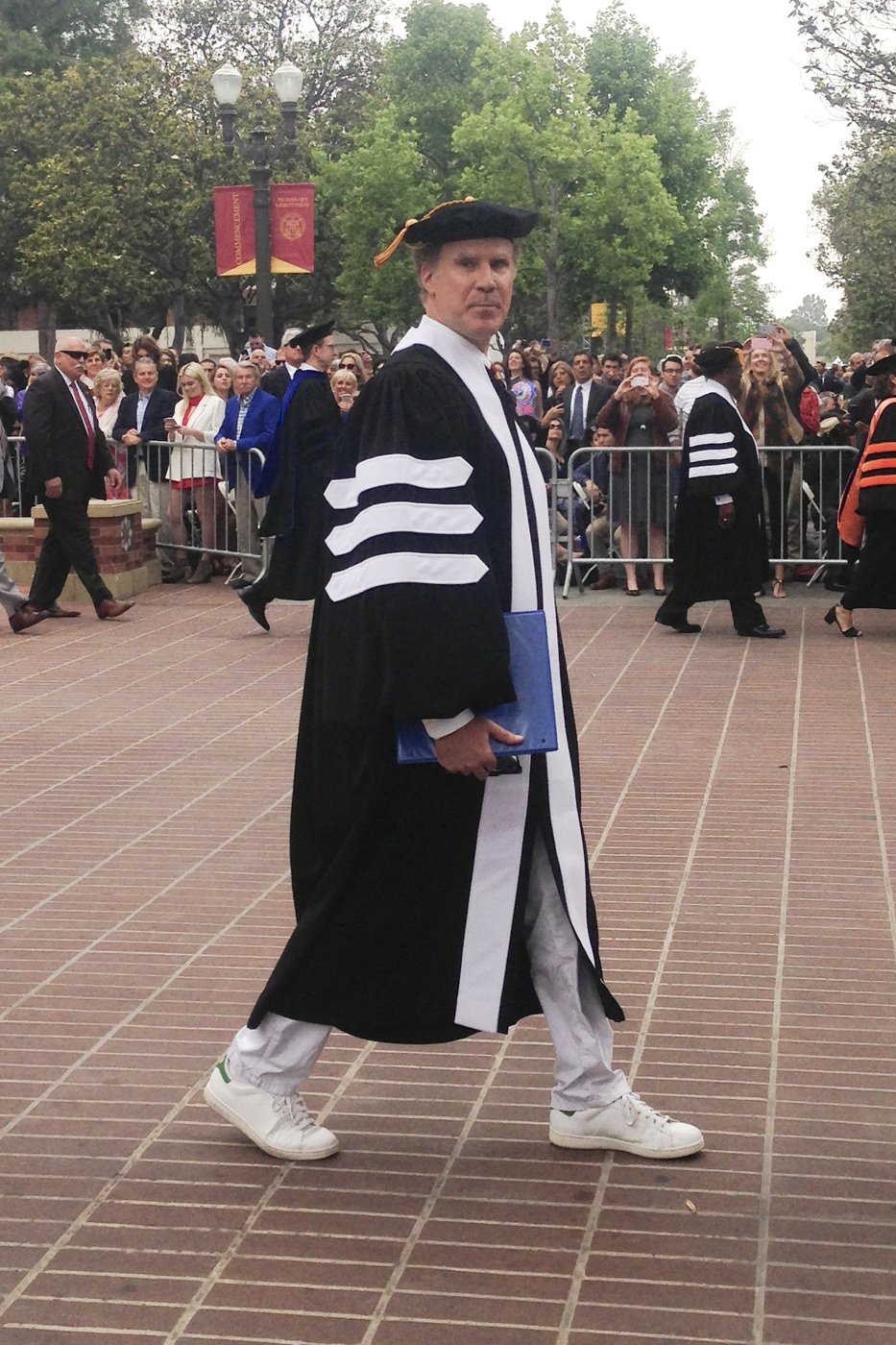 University of Southern California alum Will Ferrell arrives to give the keynote commencement address at his alma mater on May 12, 2017