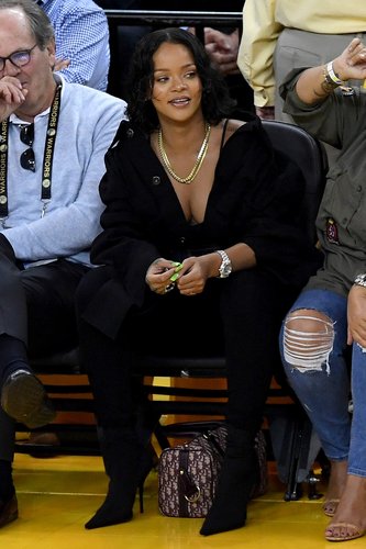 Rihanna attends Game 1 of the 2017 NBA Finals at Oracle Arena on June 1, 2017 in Oakland, Calif.