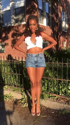 Like this classic crop top and booty shorts moment.
