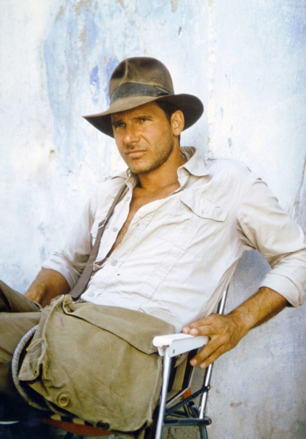 Young Harrison Ford on the set of Raiders of the Lost Ark.