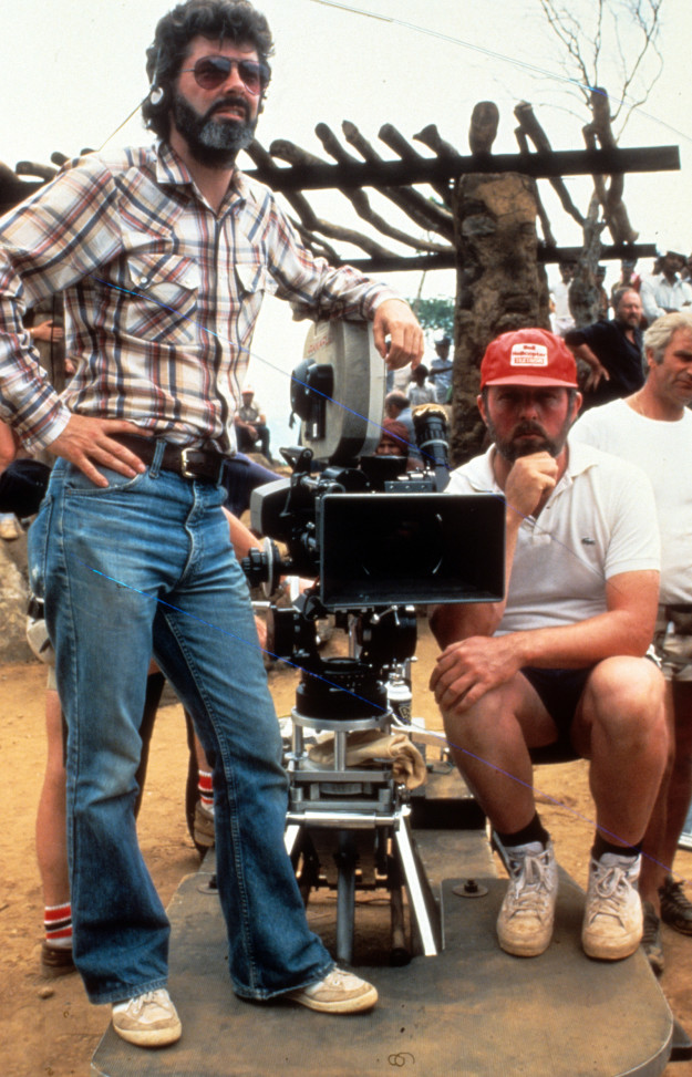 George Lucas on the set of Indiana Jones and the Temple of Doom.