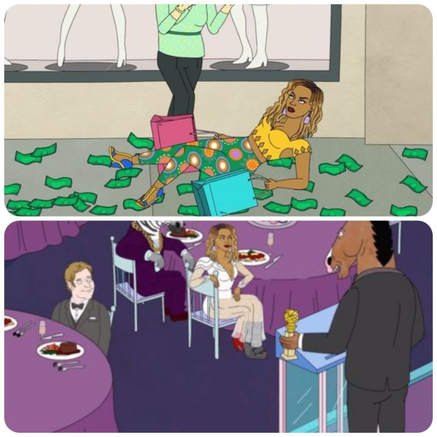 On Bojack Horseman, Beyonce falls down in one episode; the next time we see her, she's wearing a cast.
