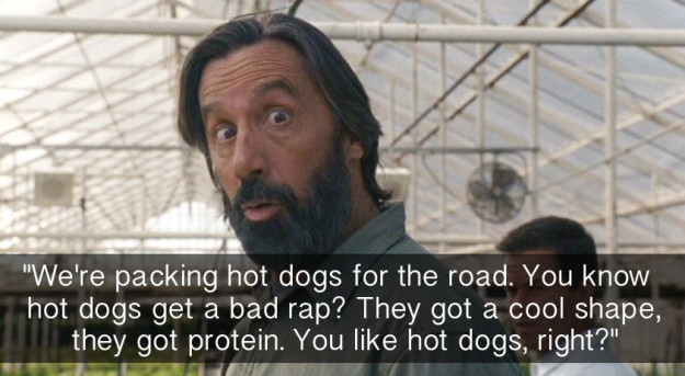 When this random, nameless character goes on a tangent about hot dogs in The Happening.