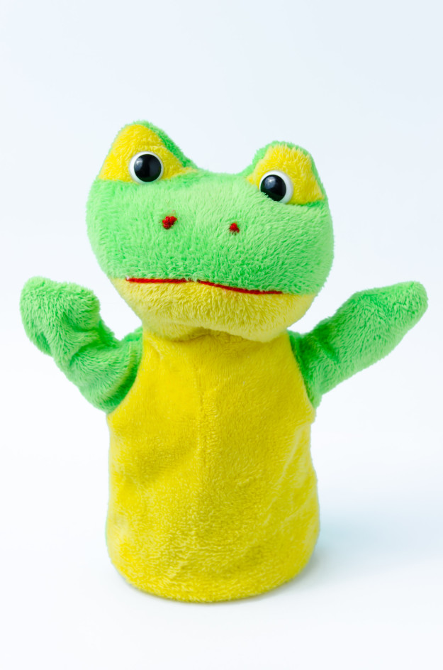 A frog puppet
