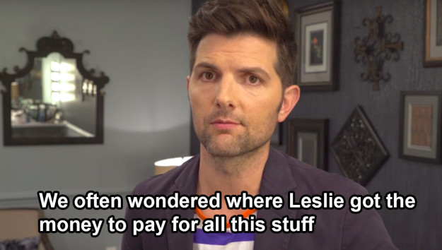 And Adam does have some questions about how Leslie could afford gifts for literally EVERY occasion.