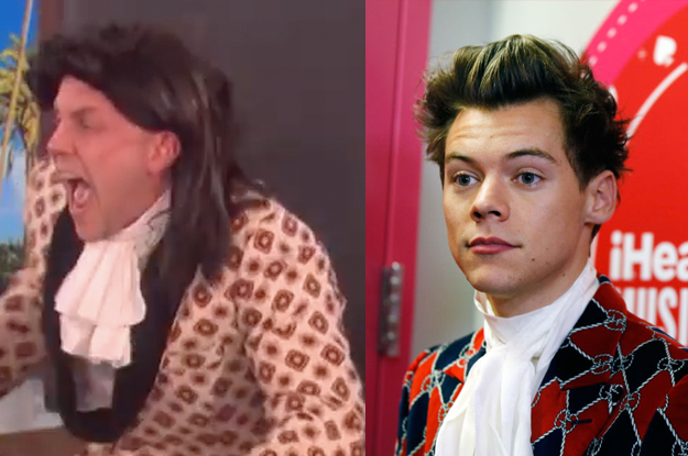 TBH, the dude doesn't even look THAT much like Harry Styles. If anything, he looks like he bought one of those knockoff costumes on Amazon, probably called "British Boy Band Star" or something.