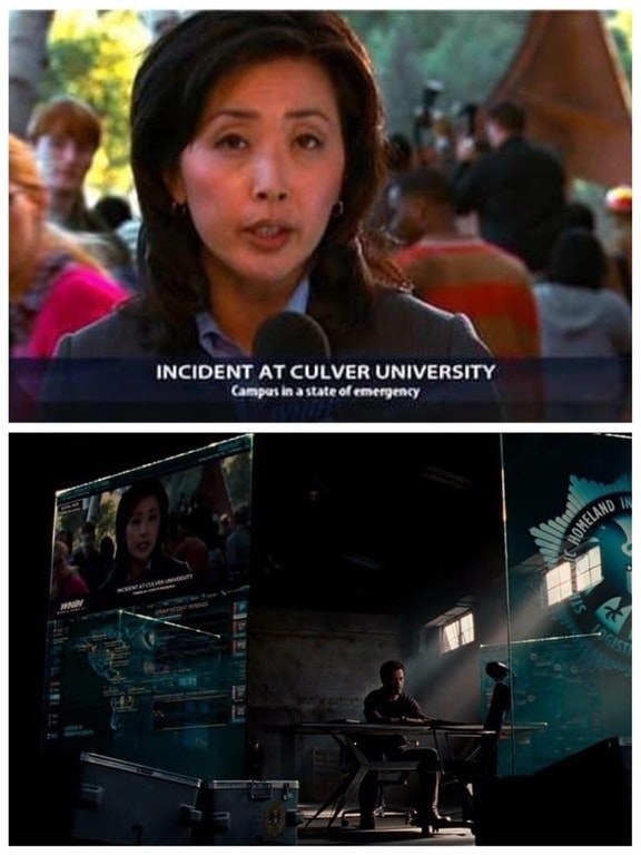 This news report from The Incredible Hulk appears on one of Tony Stark's screens in Iron Man 2.