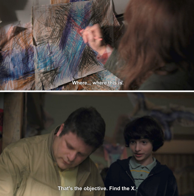 Well, in Episode 5 of Stranger Things 2, Bob (iconic superhero) makes a quick Goonies joke you might have missed. When Joyce asks for Bob's help figuring out Will's drawings, he figures out that Will's actually drawing a map of Hawkins...