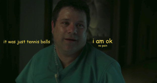 So the next time you're watching Bob's horrific death scene, just think of Sean Astin being affectionately prodded in the gut by a tennis ball, and be (a little) comforted.