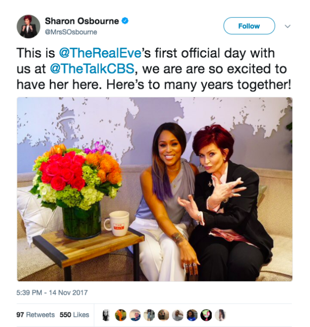 Earlier this week, Osbourne sent out a tweet expressing her excitement to work with Eve, but some people weren't really feeling the pic, mainly because of Osbourne's pose.