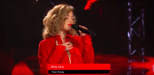 The show was doing those classic "blind auditions," where the judges are all faced away from the stage so they can't see the singers. Rita came out and started singing her own single, "Your Song."