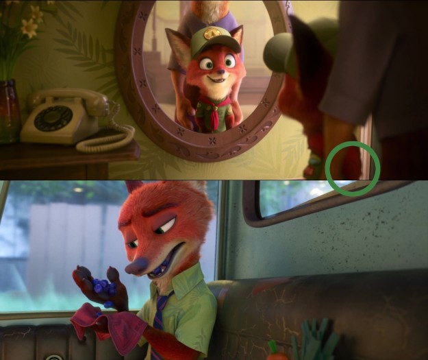 Also in Zootopia, Nick's handkerchief is the same one from his old scout uniform.