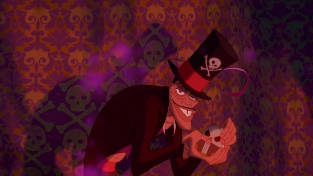 In The Princess and the Frog, Dr. Facilier's shadow changes the wallpaper pattern to skulls and crossbones.