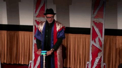 Then Jeff Goldblum, better known as The Grandmaster, made an appearance by rolling across the stage on a scooter.