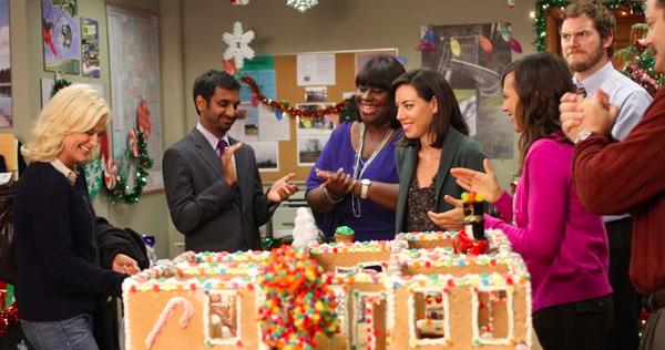 When everyone made Leslie a gingerbread house.
