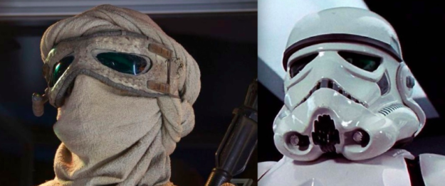 Rey's goggles were repurposed from a stormtrooper helmet.