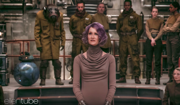 Vice Admiral Holdo wears the outfit she does (instead of a uniform) as a sign of her devotion to her home planet, Gatalenta — which is known for its independent spirit.