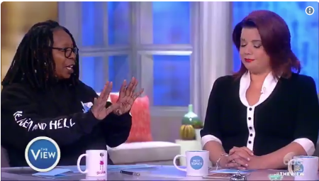 The conversation quickly escalated until the two were talking over each other. That's when Whoopi Goldberg had to intervene and settle things down. After the brief reset, McCain started back in on Navarro, saying it's hard for her to understand why Navarro still considers herself a Republican.