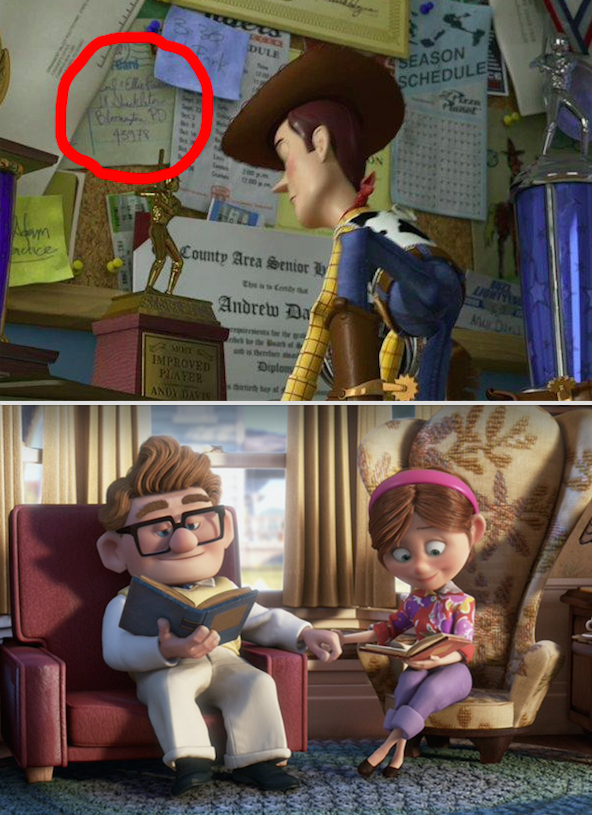 In Toy Story 3, Andy has a postcard from Carl and Ellie that's pinned to the board in his room.