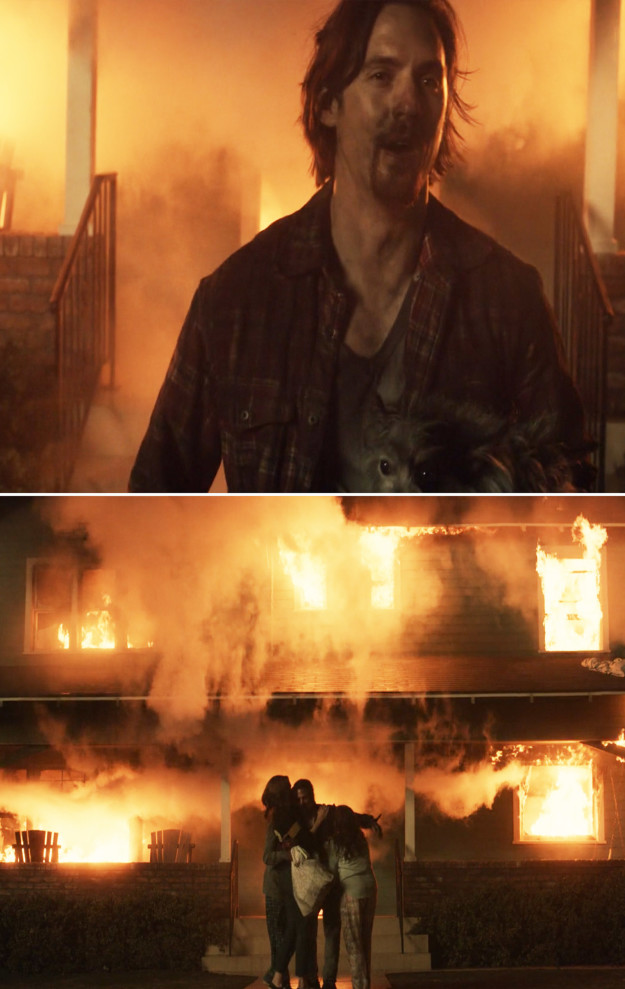And finally, when he ran back inside the burning house to save the dog and the irreplaceable family photo albums.