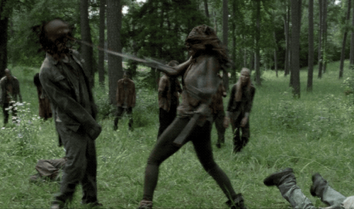 In The Walking Dead, Danai Gurira improvised an entire scene where Michonne killed a bunch of walkers. The director didn't yell cut, so she kept on going until they were all dead.