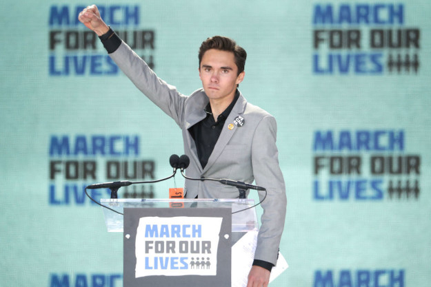 The image of Hogg in question was from the March For Our Lives rally held in Washington, DC, on Sunday. Millions across the country took part in demonstrations, calling for an end to gun violence.