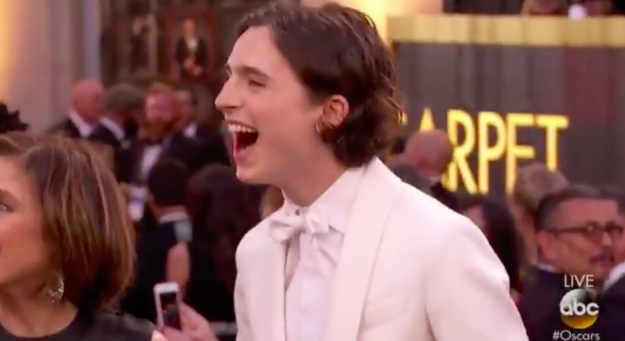 Chalamet was instantly thrilled when he saw his former professor in the video.