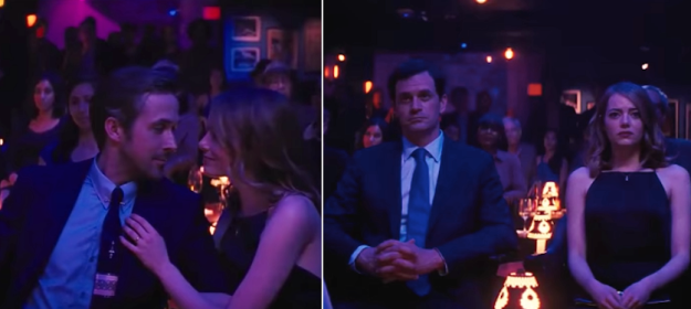 In La La Land, when the dreamy montage showed Mia and Sebastian living happily ever after, but then it cut back to reality, and Mia was with a different guy.