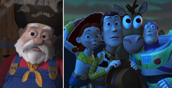 In Toy Story 2, when Stinky Pete turned out to be the villain and tried to prevent Woody from escaping.