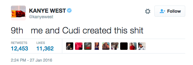 And though it may seem surprising that West is working with Kid Cudi, he did reference the rapper two years ago during his infamous Tweetstorm when he was beefing with Wiz Khalifa, but the two have been friends for a long time.