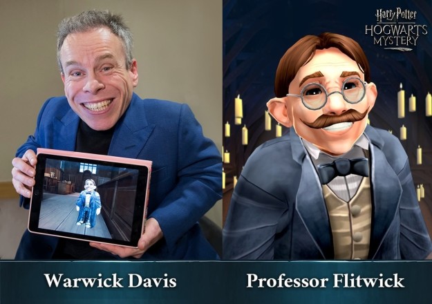 and Warwick Davis (Professor Flitwick).
