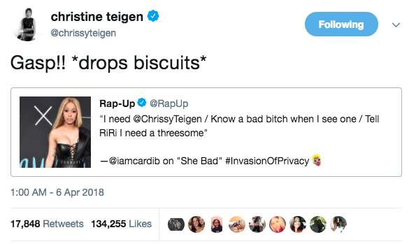 And the lyrics on "She Bad" referencing Rihanna and Chrissy Teigen have got a LOT of people talking, including Chrissy herself.