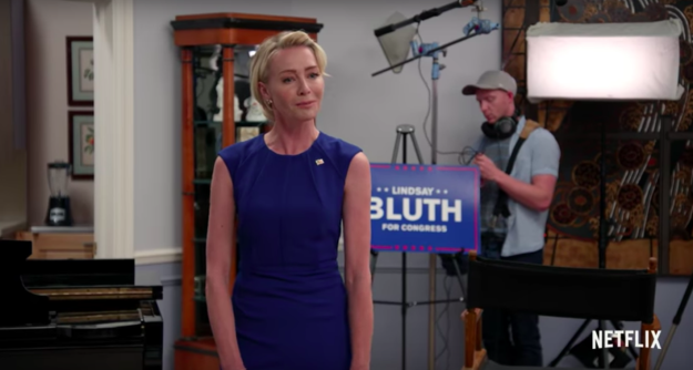 In it, we see that Lindsay (Portia de Rossi) is running for office.